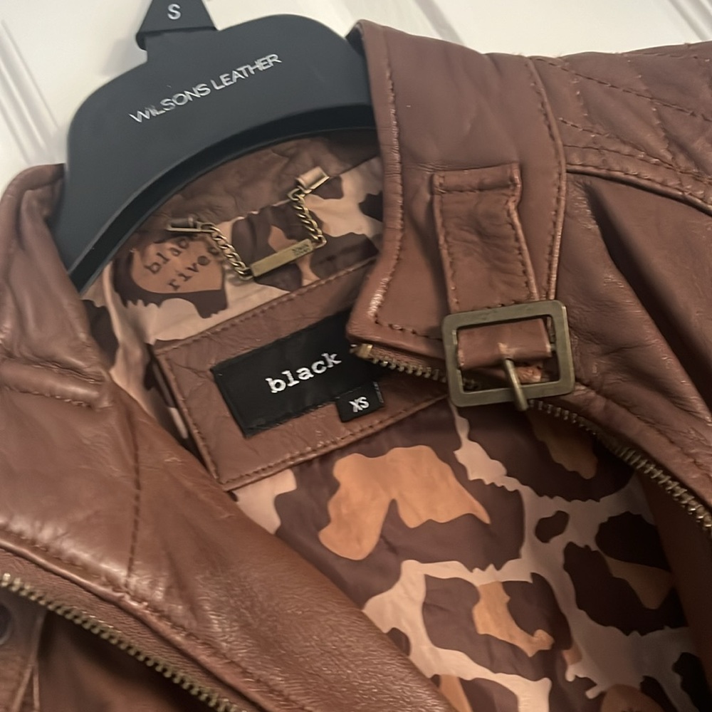 Black Rivet Brown Leather Jacket - Picture 2 of 8